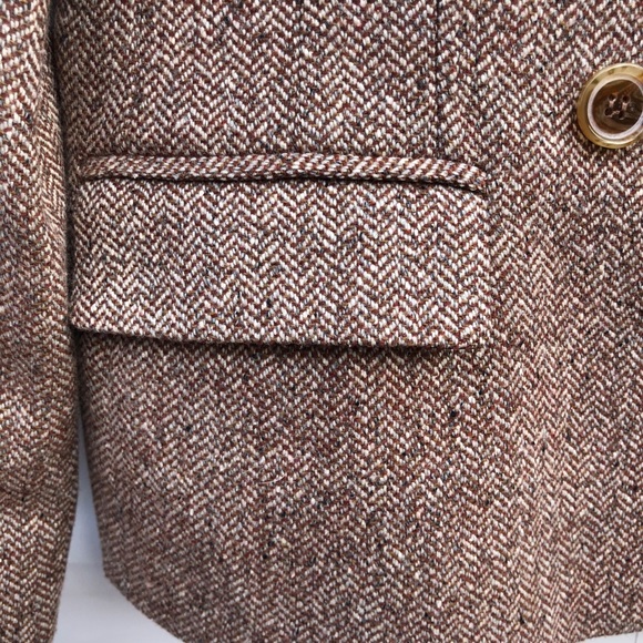 Talbots Herringbone Tweed Wool Beautiful Suit Blazer Career Jacket Like New 2 - Picture 4 of 15